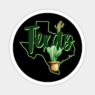 Texas State Map Pride Cactus Magnet